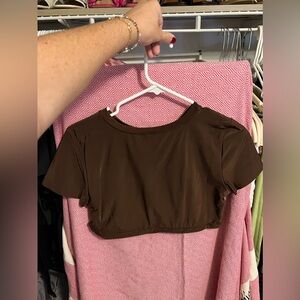 brown aerie smoothez athletic crop top